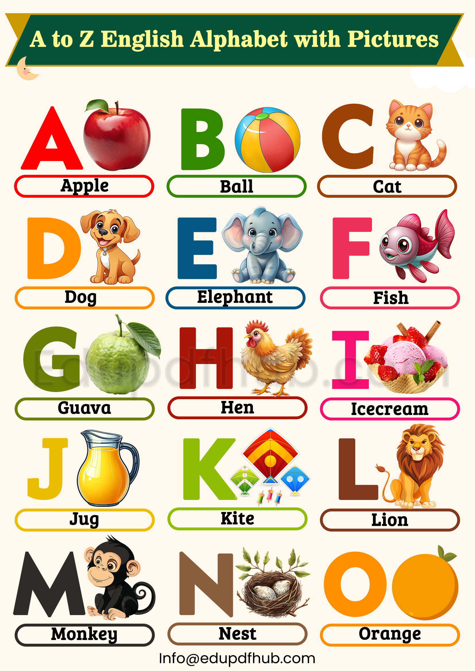 A to Z English Alphabet with Pictures